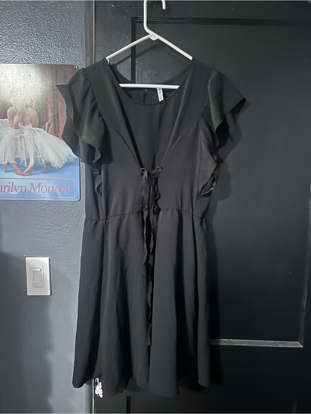 Xhilaration Black Flutter Sleeve Tie-Front Mini Dress